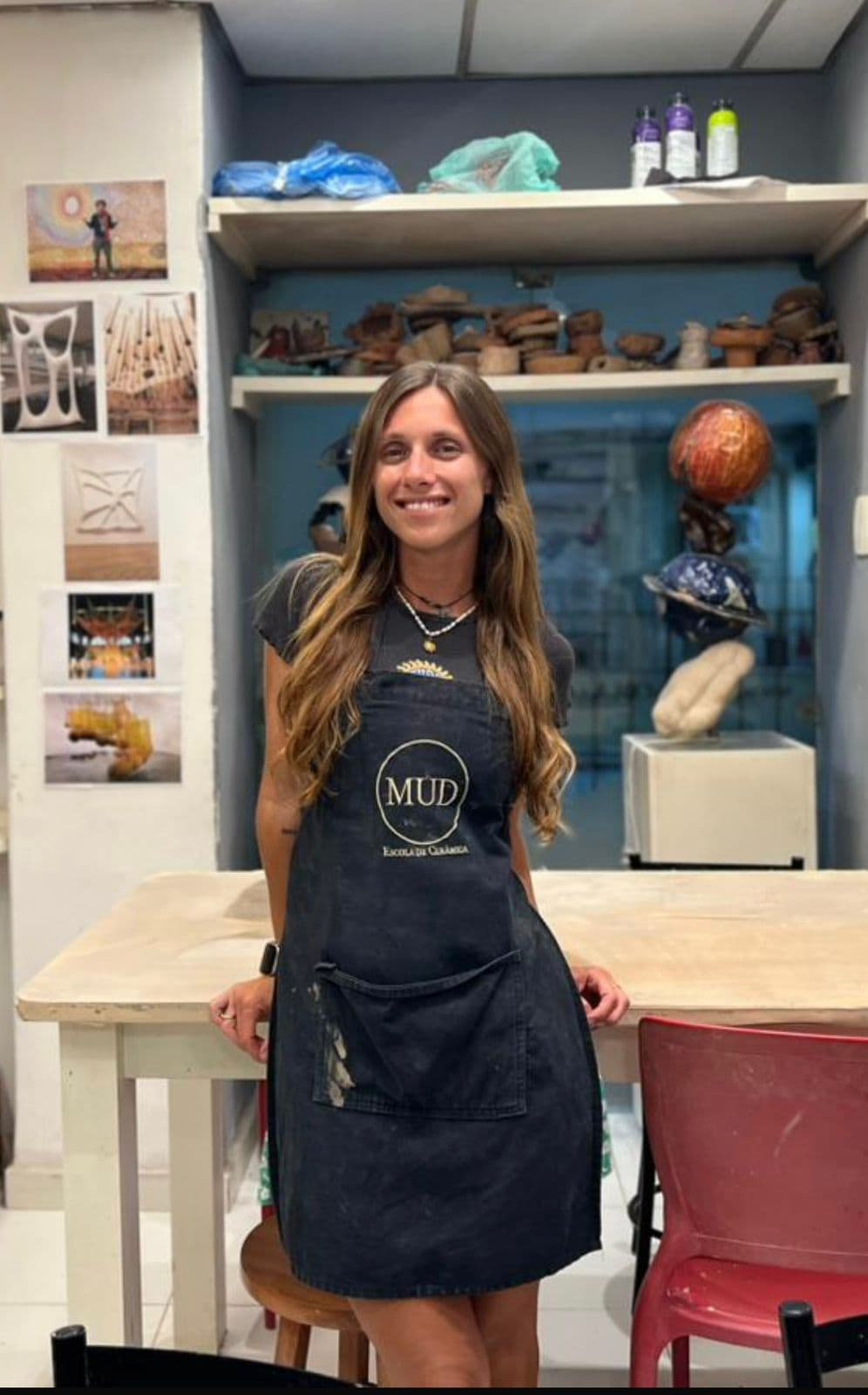 Dolores Damiano no ateliê da MUD.